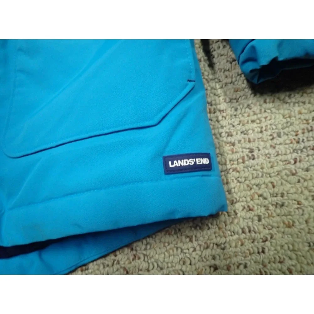 Lands' End Winter Parka Girls Size Medium‎ 10/12 Blue Excellent Insulated Hooded